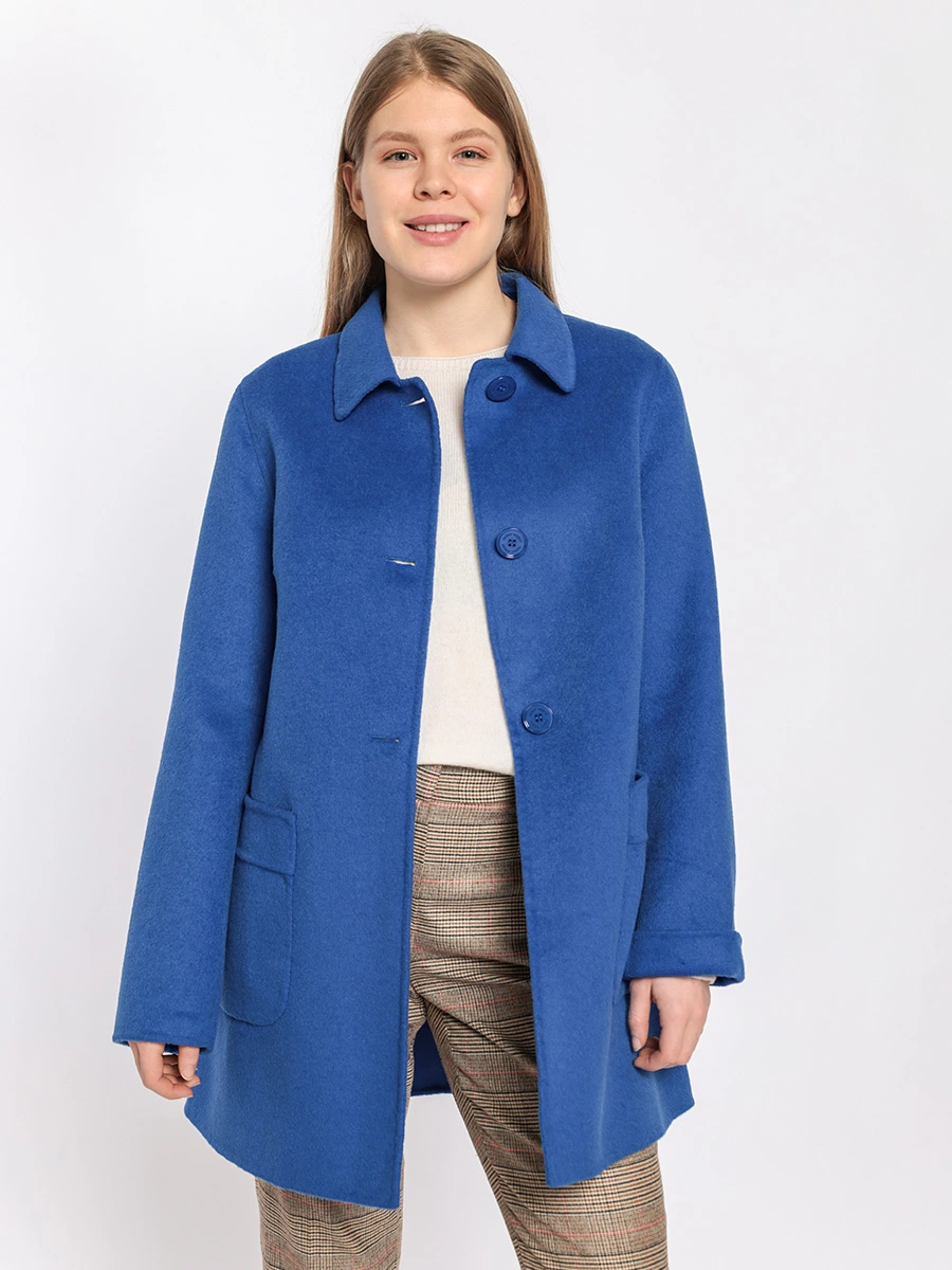 Синее шерстяное пальто
